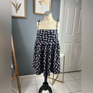 free people,size large ,blue with light brown circles.